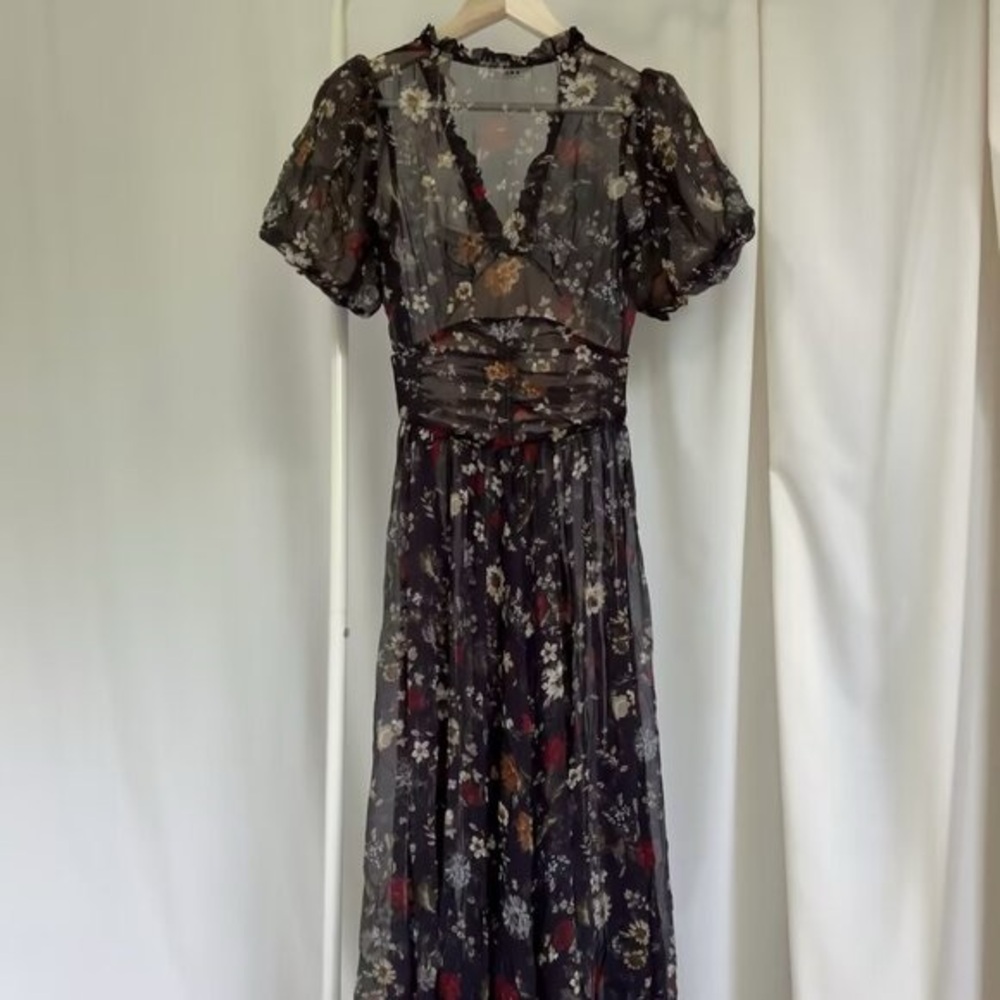 Doen Black Floral Midi Dress
